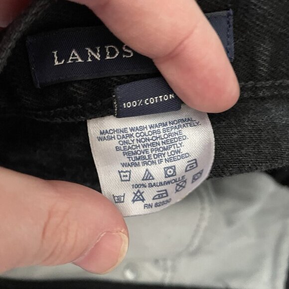 Lands End Women Sz 14 Black Dark Wash Relaxed Fit Denim Hi-Rise Jeans *Altered* - Picture 8 of 9